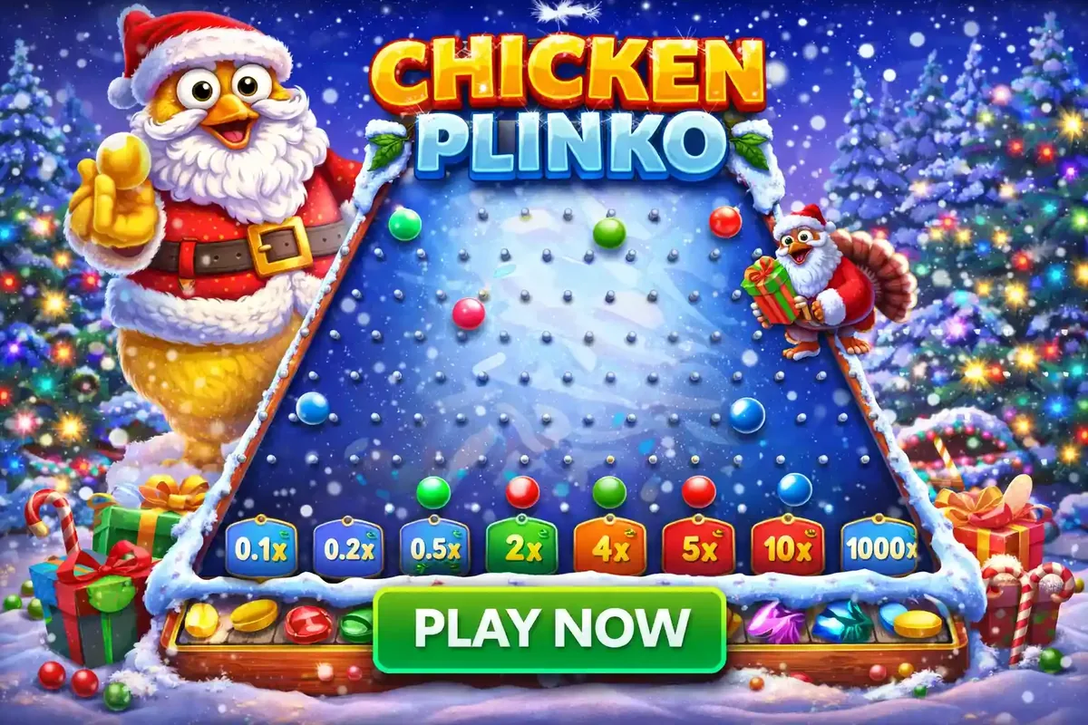 Santa Claus with Chicken Plinko Christmas themed game