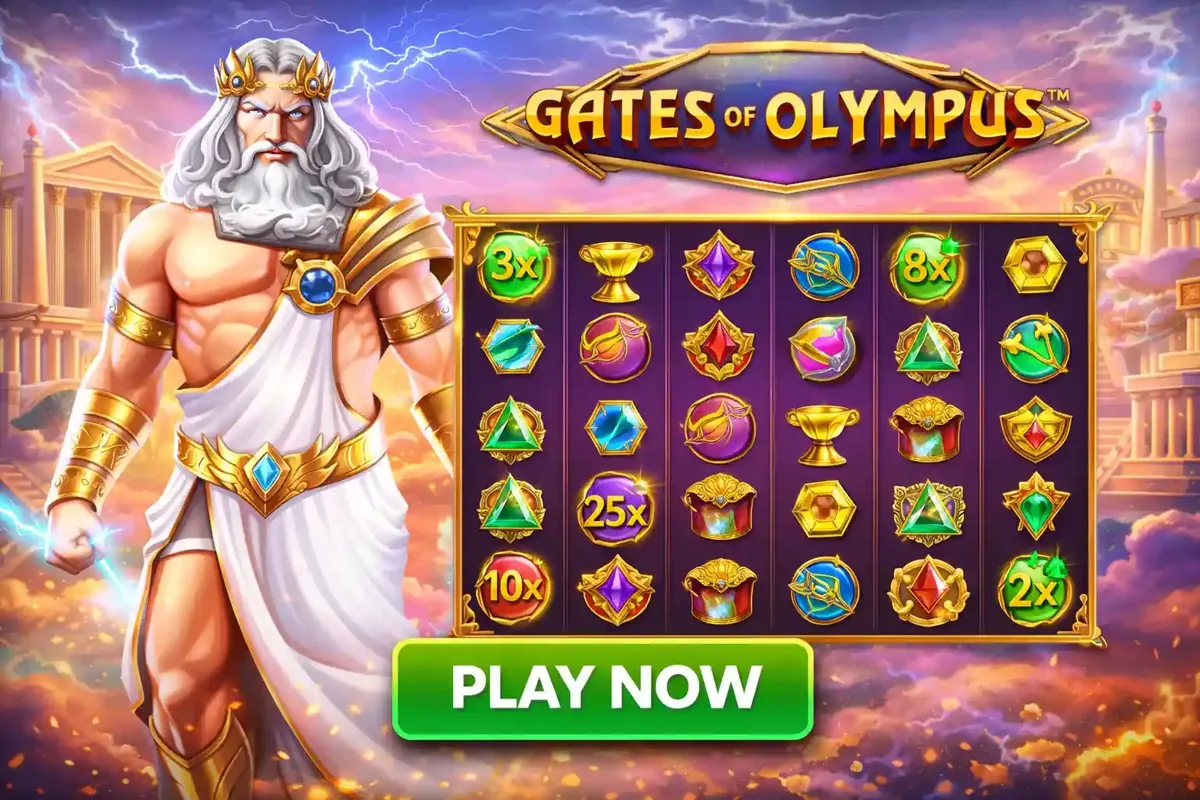 Zeus with popular Gates of Olympus slot game